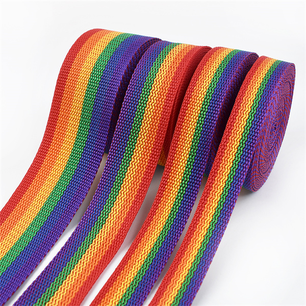 Meetee KY554 25mm Luggage Belts Sustainable Accessories Rainbow Nylon Webbing Strap for Backpack Home Textiles Webbing Band
